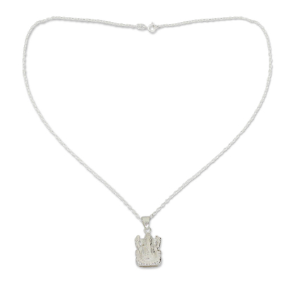 Halskette mit Anhänger aus Sterlingsilber - Hindu-Schmuck, silberne Ganesha-Halskette