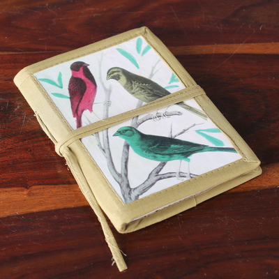 Decoupage journal, 'Sparrows' - 48-page Handmade Paper Handcrafted Journal