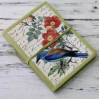 Handmade paper journal, 'Kingfisher Memoirs' - Handmade Paper Journal with 48 Pages