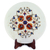 Marble inlay plate, 'Rose Mosaic' - Marble Inlay Plate with Wood Stand