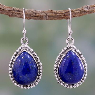 Lapis lazuli dangle earrings, 'Inspiration' - Lapis Lazuli and Sterling Silver Earrings