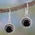 Onyx dangle arrings, 'Universal' - Fair Trade Sterling Silver and Onyx Earrings thumbail