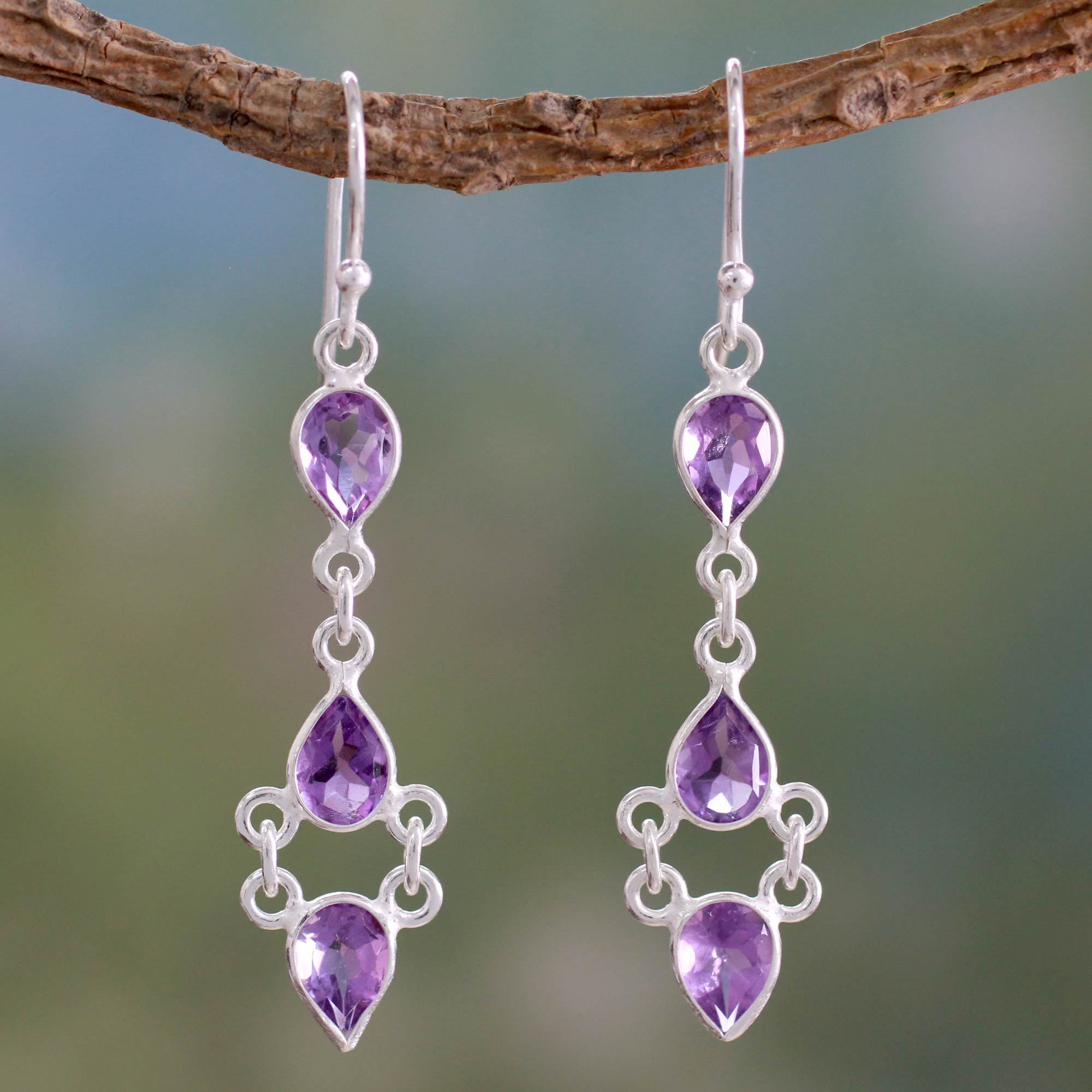 19.75 Mystic Window NOVICA Amethyst .925 Sterling Silver Pendant Necklace