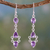 Amethyst dangle earrings, 'Mystic Wonder' - Amethyst and Sterling Silver Indian Earrings thumbail