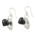 Onyx hook earrings, 'Glistening Dew' - Fair Trade Jewelry Sterling Silver Earrings with Onyx