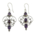 Amethyst dangle earrings, 'Purple Arabesque' - Artisan Crafted Amethyst Earrings with Composite Turquoise