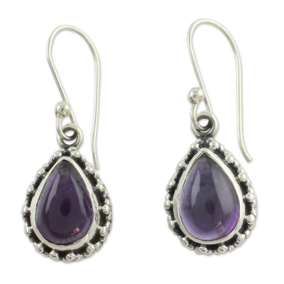 Amethyst dangle earrings, 'Kiss Me' - Fair Trade Amethyst Earings