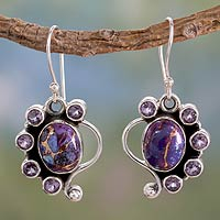 Featured review for Amethyst dangle earrings, Purple Peacock