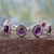 Amethyst link bracelet, 'Lilac Garland' - Sterling Silver and Amethyst Link Bracelet from India