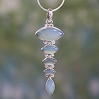 Featured review for Chalcedony pendant necklace, India Blue