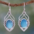 Sterling silver dangle earrings, 'Passion Leaf' - Blue Chalcedony Sterling Silver Earrings from India thumbail
