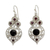 Onyx and garnet dangle earrings, 'Delhi Hope' - Fair Trade Onyx and Garnet Sterling Silver Dangle Earrings (image 2a) thumbail