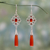 Carnelian and garnet dangle earrings, 'Fascination' - Hand Made Carnelian and Garnet Dangle Earrings