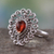 Granatring - Handgefertigter indischer Ring aus Granat und Sterlingsilber