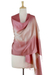 Silk and wool shawl, 'Rosy Blush' - Shaded Pink Shawl in Silk and Wool thumbail