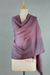 Silk and wool shawl, 'Amethyst Sigh' - Shaded Pink Shawl in Silk and Wool (image 2) thumbail