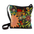 Embroidered cotton blend shoulder bag, 'Tropical Paradise' - Floral Embroidery on Black Cotton Blend Shoulder Bag thumbail