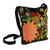 Embroidered cotton blend shoulder bag, 'Tropical Paradise' - Floral Embroidery on Black Cotton Blend Shoulder Bag (image p224653) thumbail