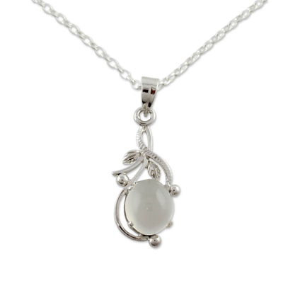 Moonstone pendant necklace, 'Surreal Treasure' - Fair Trade Moonstone and Sterling Silver Necklace