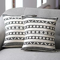 Cotton cushion covers, 'Desert Geometry' (pair) - Hand Crafted Cotton Patterned Cushion Cover (Pair)