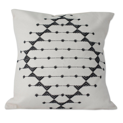 Cotton cushion covers, 'Monochrome Galaxy' (pair) - Cotton Patterned Black and Off White Cushion Covers (Pair)