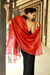 Cotton and silk blend shawl, 'Lucknow Coral' - Embroidered Cotton and Silk Blend Shawl Wrap thumbail