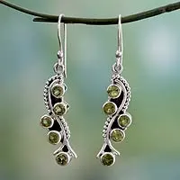 Peridot dangle earrings, 'Natural Glow' - Sterling Silver Earrings with Peridot 2.5 Carats