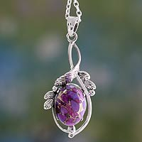 Sterling silver pendant necklace, 'Sugarplum' - Purple Turquoise Silver Pendant Necklace