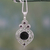 Onyx and garnet pendant necklace, 'Delhi Hope' - Fair Trade Onyx and Garnet Sterling Silver Necklace thumbail