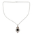 Onyx and garnet pendant necklace, 'Delhi Hope' - Fair Trade Onyx and Garnet Sterling Silver Necklace (image 2a) thumbail