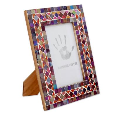 Unicef Market Purple And Orange Glass Mosaic Picture Frame From
