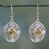 Citrine dangle earrings, 'Sunshine Avatar' - Indian Sterling Silver Dangle Earrings with Citrine