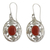 Carnelian dangle earrings, 'Fiery Avatar' - Fair Trade Sterling Silver Carnelian Earrings