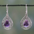 Amethyst dangle earrings, 'Timeless Ganges' - Amethyst on Sterling Silver Hook Earrings thumbail