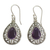 Amethyst dangle earrings, 'Timeless Ganges' - Amethyst on Sterling Silver Hook Earrings (image 2a) thumbail