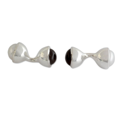 Cultured pearl and smoky quartz cufflinks, 'Luminous Mist' - Smoky Quartz and Cultured Pearl Silver Cufflinks