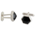 Onyx cufflinks, 'Be a Star' - Modern Sterling Silver and Onyx Cufflinks from India