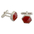 Carnelian cufflinks, 'Be a Star' - Sterling Silver Cufflinks Set with Hexagon Faceted Carnelian (image 2a) thumbail