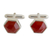 Carnelian cufflinks, 'Be a Star' - Sterling Silver Cufflinks Set with Hexagon Faceted Carnelian (image 2b) thumbail