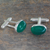 Onyx cufflinks, 'To Dream' - Sterling Silver and Green Onyx Cufflinks thumbail