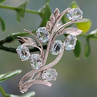 Featured review for Blue topaz floral brooch pin, Blossoming Truth