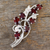 Garnet floral brooch pin, 'Floral Passion' - Garnet and Sterling Silver Floral Brooch Pin from India thumbail