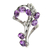Amethyst floral brooch pin, 'Lavish Lilies' - Indian Sterling Silver Brooch Pin With 7 Amethysts (image 2a) thumbail