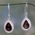Smoky quartz dangle earrings, 'Dusky Dewdrop' - Artisan Crafted Smoky Quartz Dangle Earrings from India