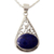 Collar con colgante de lapislázuli - Collar con colgante de plata estilo indio Jali con lapislázuli