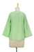 Cotton voile tunic, 'Mandala Green' - Handcrafted Indian Cotton Boho Chic Solid Green Tunic Top (image 2e) thumbail