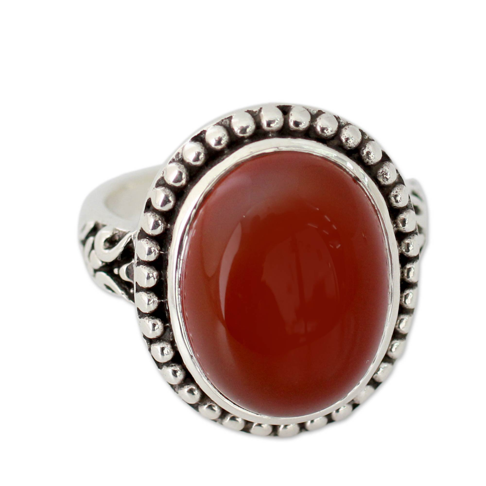 Enhanced Red Onyx and Sterling Silver Cocktail Ring - Glowing Sunset ...