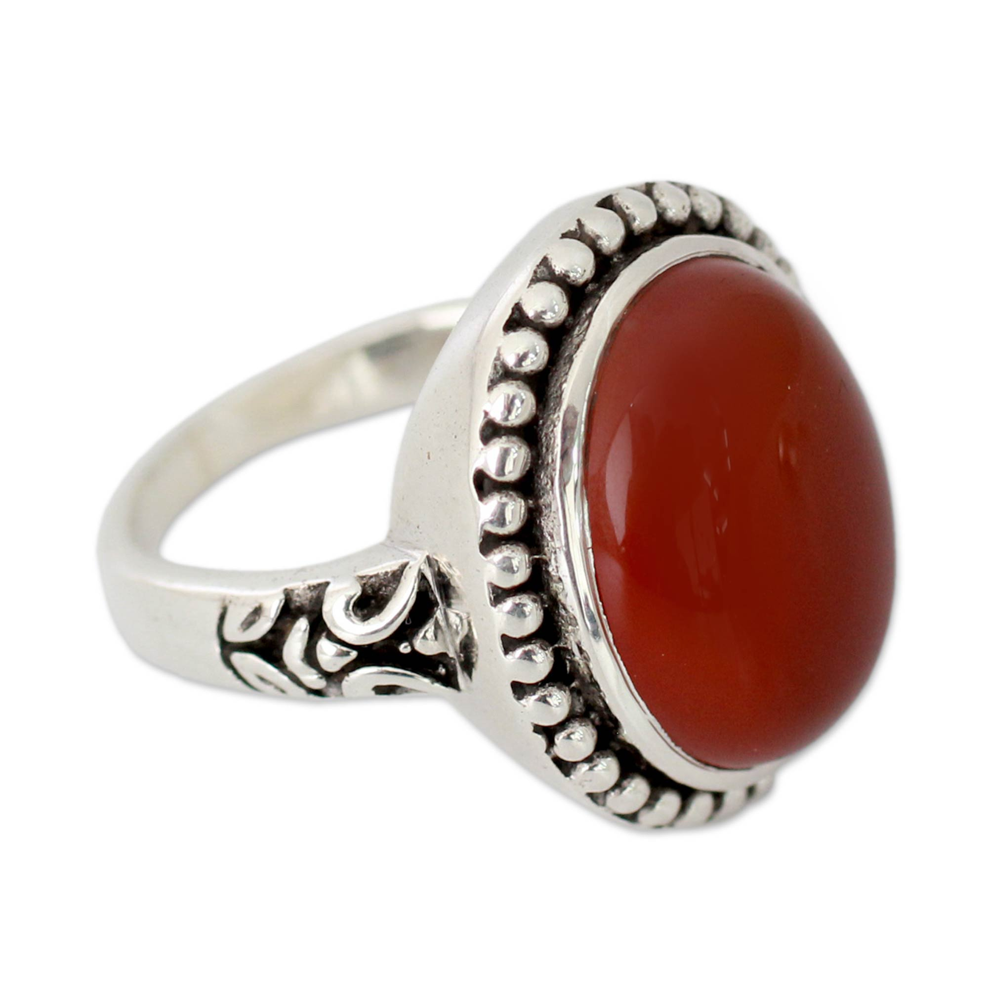 Enhanced Red Onyx and Sterling Silver Cocktail Ring - Glowing Sunset ...