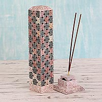 Soapstone candle and incense holder, 'Mughal Fragrance'