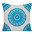 Cotton cushion covers, 'Cool Turquoise Mandalas' (pair) - Embroidered Blue on White Cushion Covers from India (Pair)